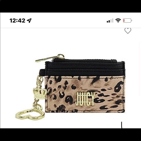 Nip juicy couture 2 wallet/card case gift set animal leopard red leather gold - Picture 2 of 6